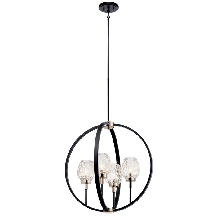 Kichler 44239BK Four Light Chandelier, Black