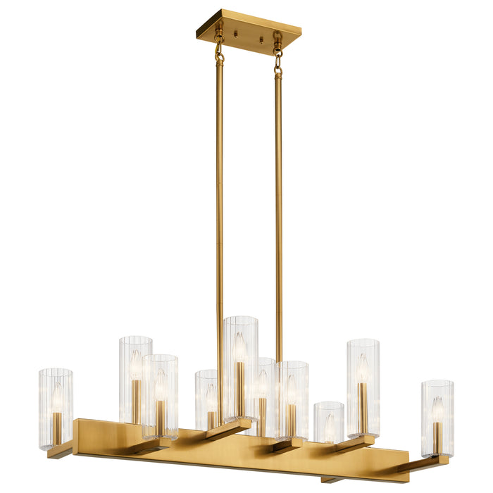 Kichler 44316FXG Ten Light Linear Chandelier, Fox Gold
