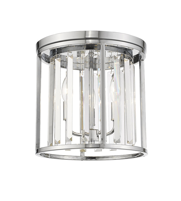 Z-Lite 439F12-CH Three Light Flush Mount, Chrome