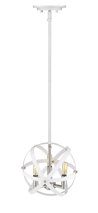 Z-Lite 463-12HWH-BN Three Light Chandelier, Hammered White + Brushed Nickel