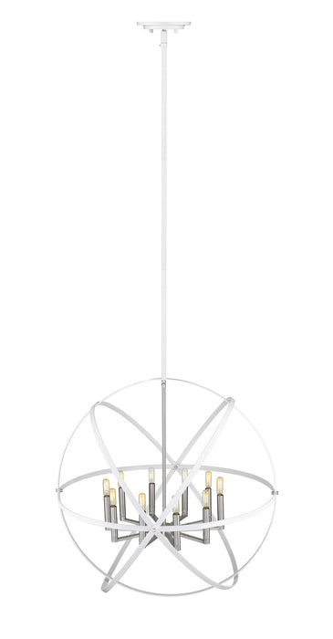 Z-Lite 463-36HWH-BN Ten Light Chandelier, Hammered White + Brushed Nickel