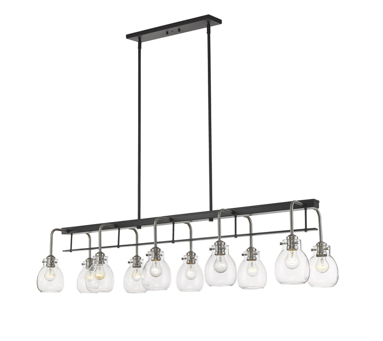 Z-Lite 466-10L-MB-BN Ten Light Linear Chandelier, Matte Black + Brushed Nickel