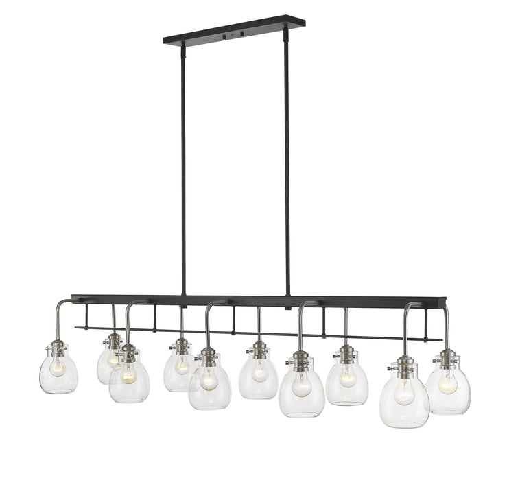 Z-Lite 466-10L-MB-BN Ten Light Linear Chandelier, Matte Black + Brushed Nickel