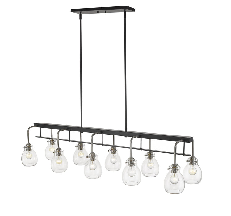 Z-Lite 466-10L-MB-BN Ten Light Linear Chandelier, Matte Black + Brushed Nickel