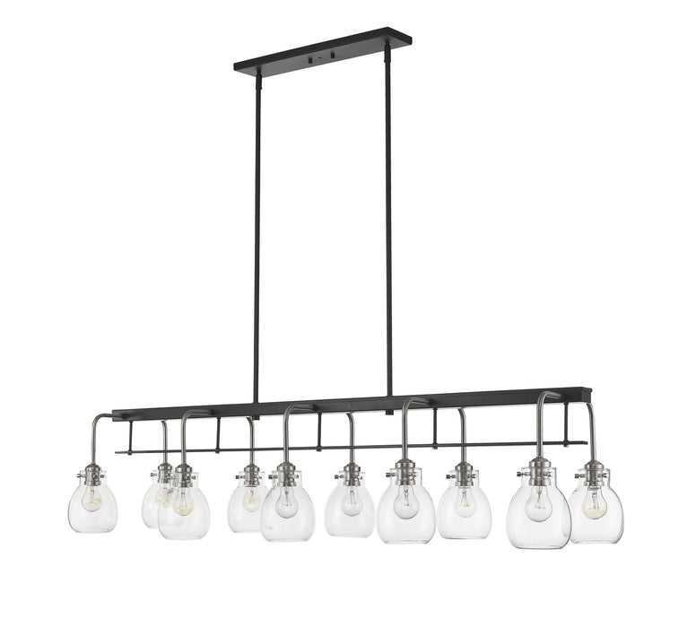 Z-Lite 466-10L-MB-BN Ten Light Linear Chandelier, Matte Black + Brushed Nickel