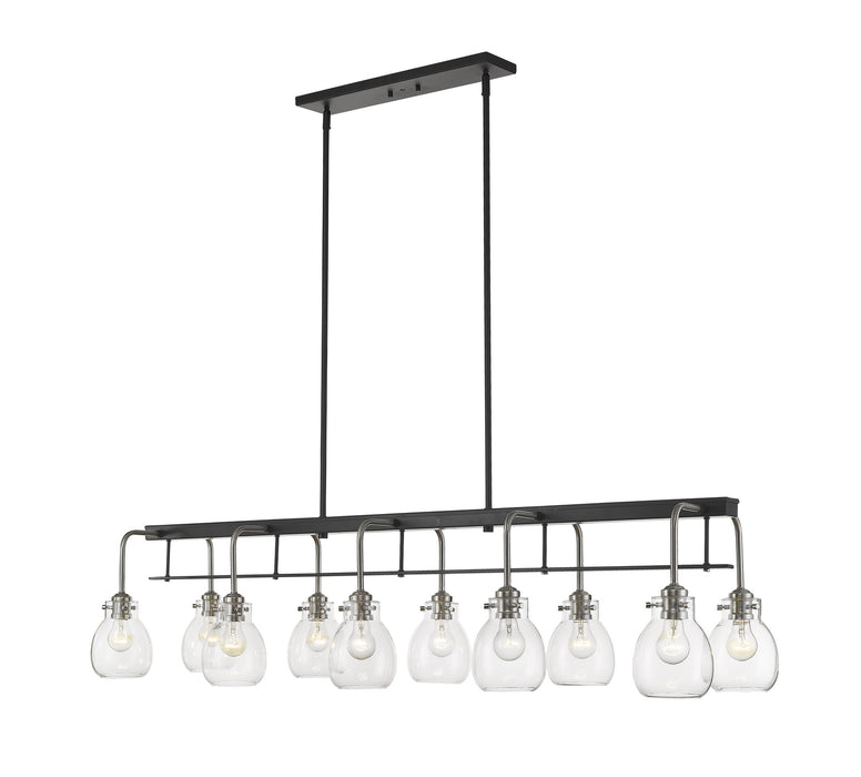 Z-Lite 466-10L-MB-BN Ten Light Linear Chandelier, Matte Black + Brushed Nickel