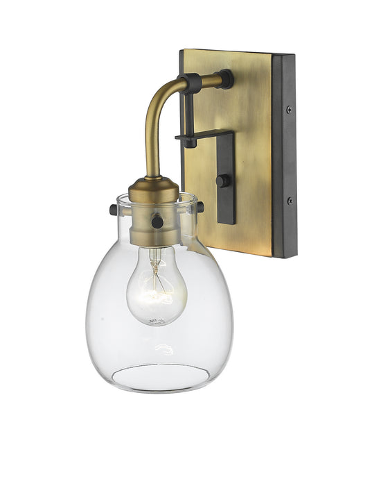 Z-Lite 466-1S-MB-OBR One Light Wall Sconce, Matte Black + Olde Brass