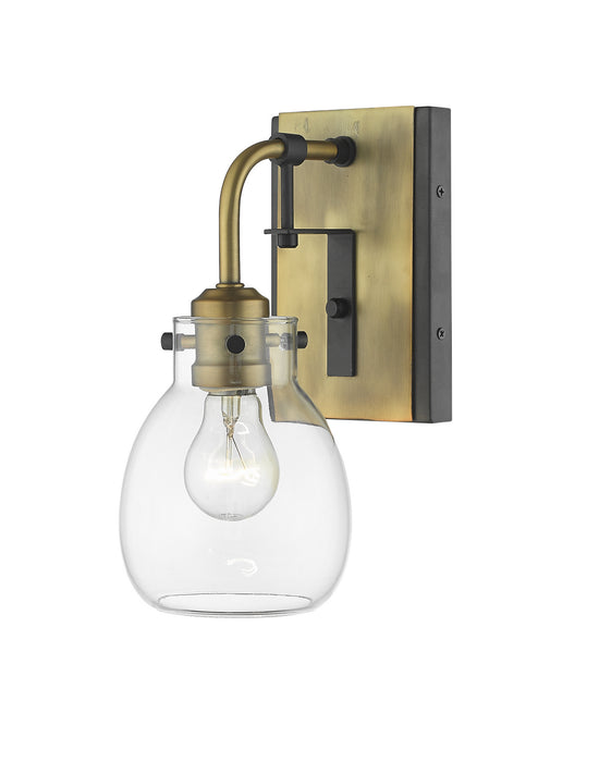 Z-Lite 466-1S-MB-OBR One Light Wall Sconce, Matte Black + Olde Brass