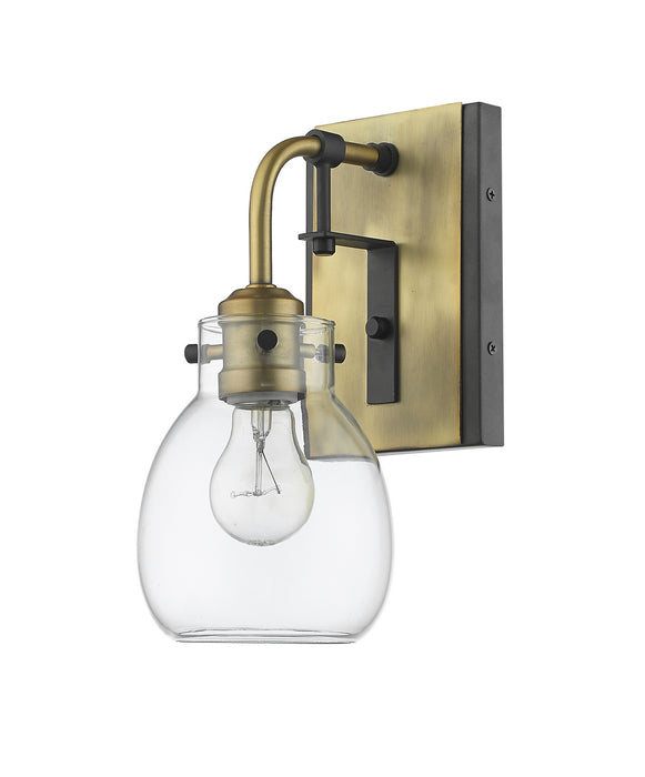 Z-Lite 466-1S-MB-OBR One Light Wall Sconce, Matte Black + Olde Brass