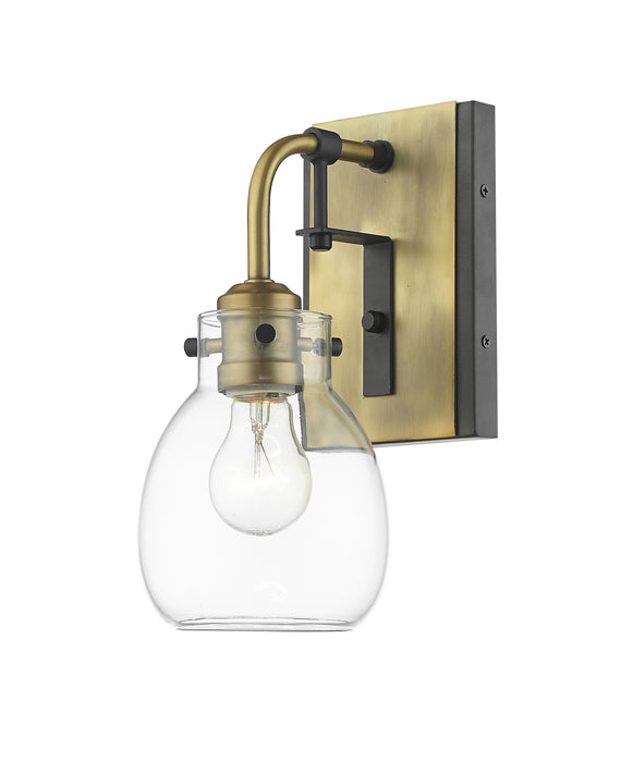 Z-Lite 466-1S-MB-OBR One Light Wall Sconce, Matte Black + Olde Brass