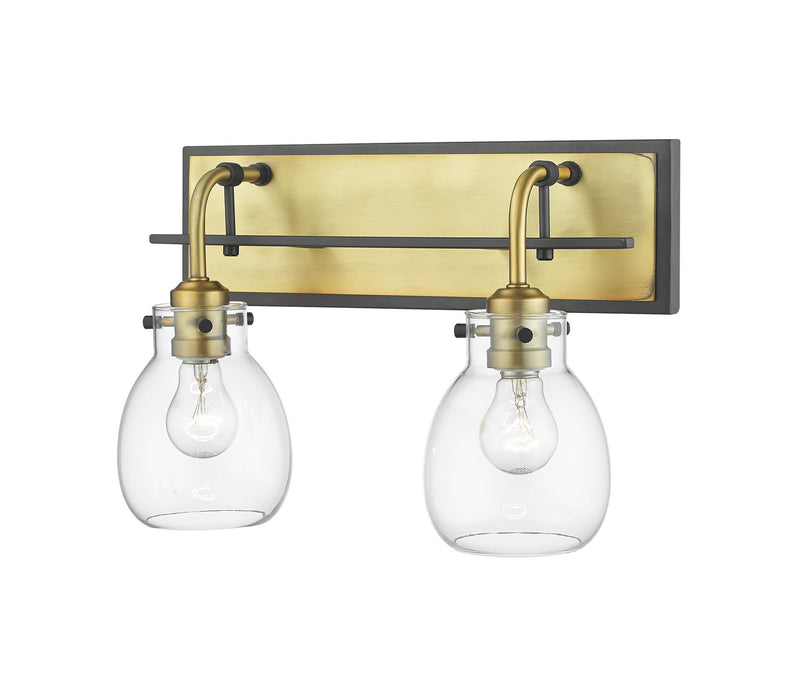 Z-Lite 466-2S-MB-OBR Two Light Wall Sconce, Matte Black + Olde Brass