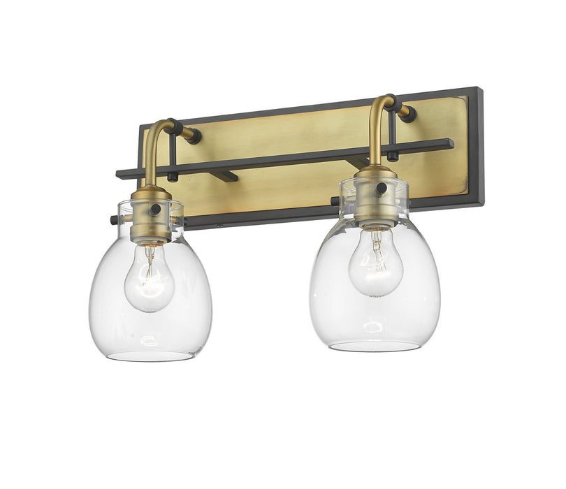 Z-Lite 466-2S-MB-OBR Two Light Wall Sconce, Matte Black + Olde Brass
