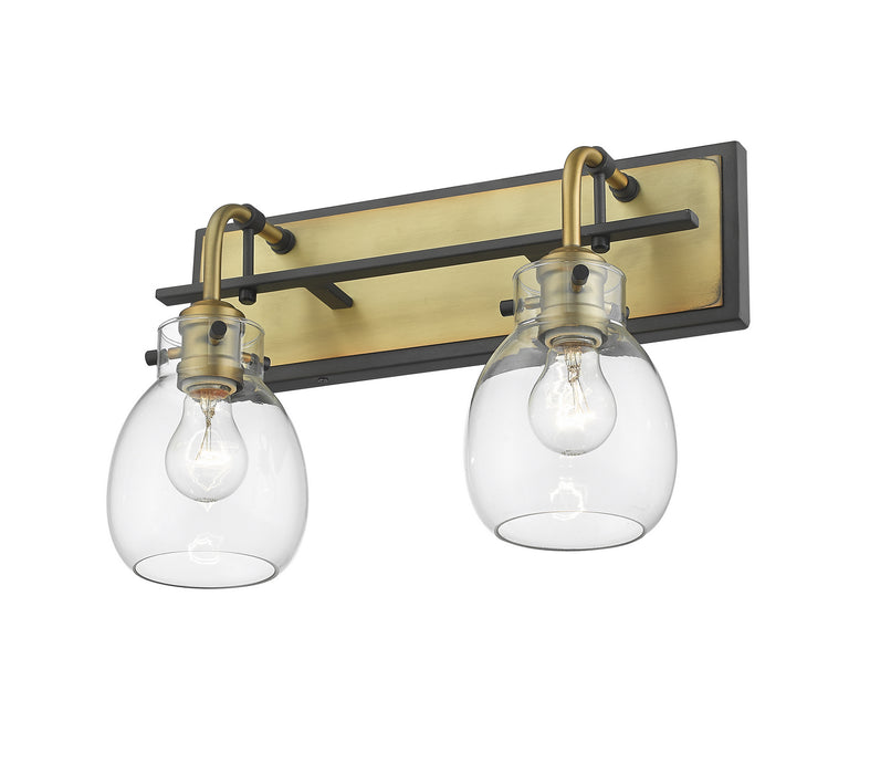 Z-Lite 466-2S-MB-OBR Two Light Wall Sconce, Matte Black + Olde Brass