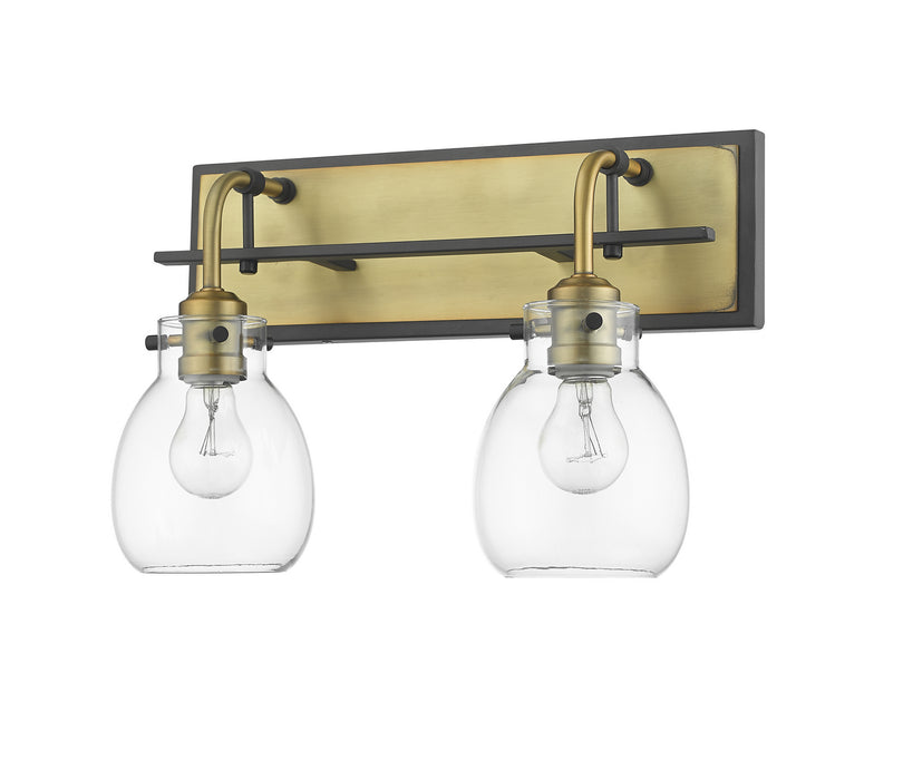 Z-Lite 466-2S-MB-OBR Two Light Wall Sconce, Matte Black + Olde Brass