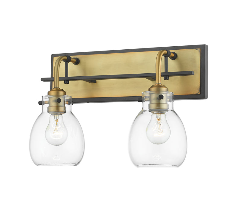 Z-Lite 466-2S-MB-OBR Two Light Wall Sconce, Matte Black + Olde Brass