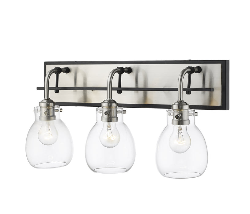 Z-Lite 466-3V-MB-BN Three Light Vanity, Matte Black + Brushed Nickel