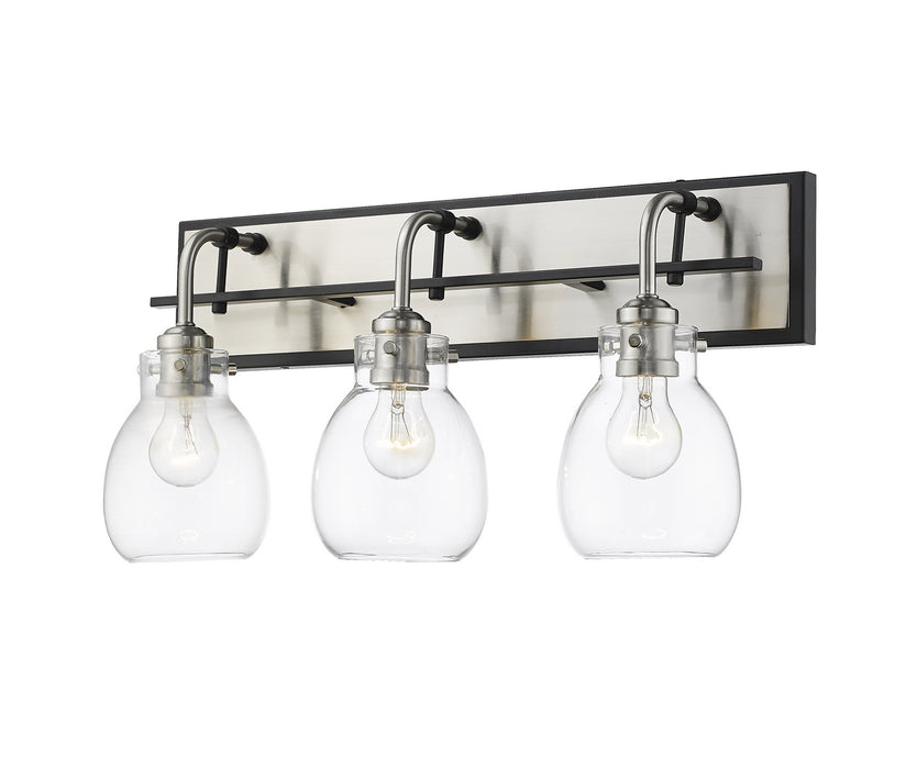 Z-Lite 466-3V-MB-BN Three Light Vanity, Matte Black + Brushed Nickel