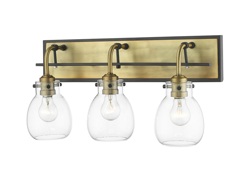 Z-Lite 466-3V-MB-OBR Three Light Vanity, Matte Black / Olde Brass