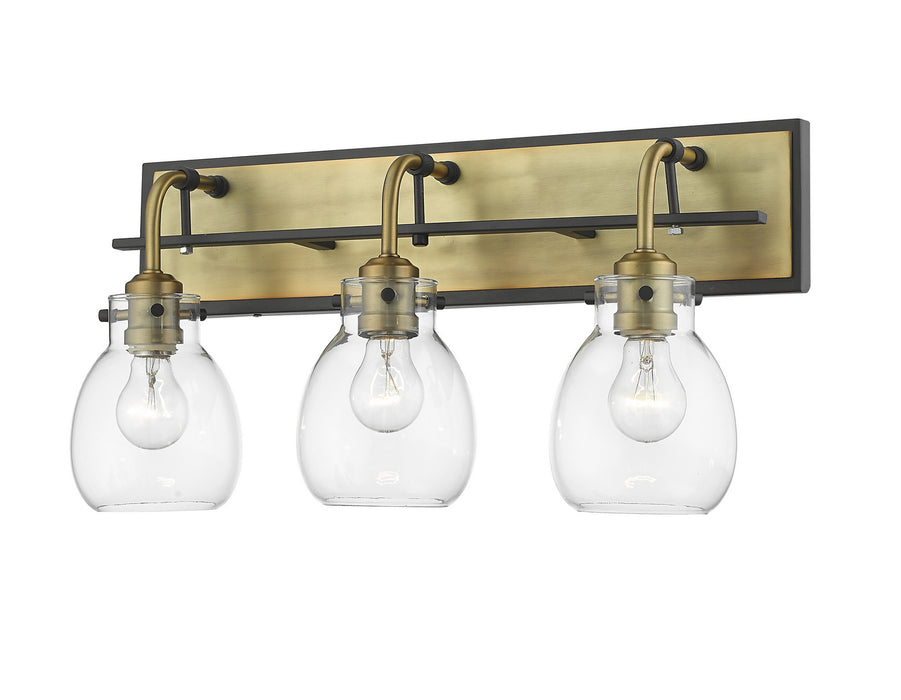 Z-Lite 466-3V-MB-OBR Three Light Vanity, Matte Black / Olde Brass