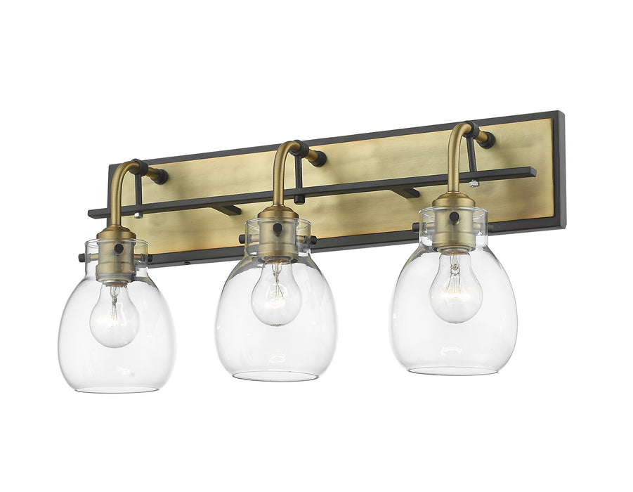 Z-Lite 466-3V-MB-OBR Three Light Vanity, Matte Black / Olde Brass