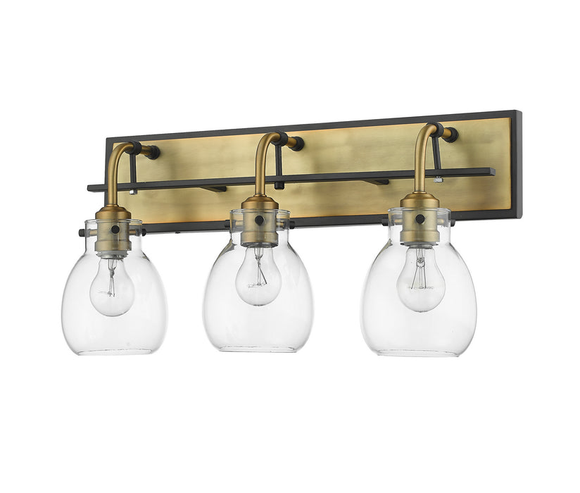 Z-Lite 466-3V-MB-OBR Three Light Vanity, Matte Black / Olde Brass
