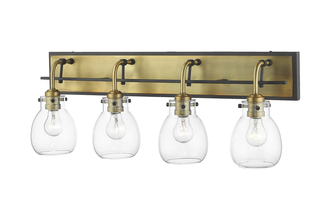 Z-Lite 466-4V-MB-OBR Four Light Vanity, Matte Black / Olde Brass