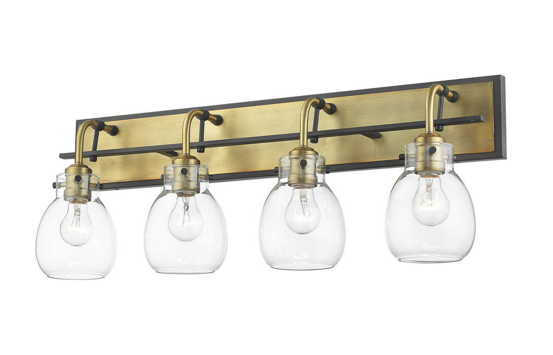 Z-Lite 466-4V-MB-OBR Four Light Vanity, Matte Black / Olde Brass