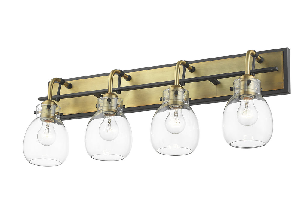 Z-Lite 466-4V-MB-OBR Four Light Vanity, Matte Black / Olde Brass