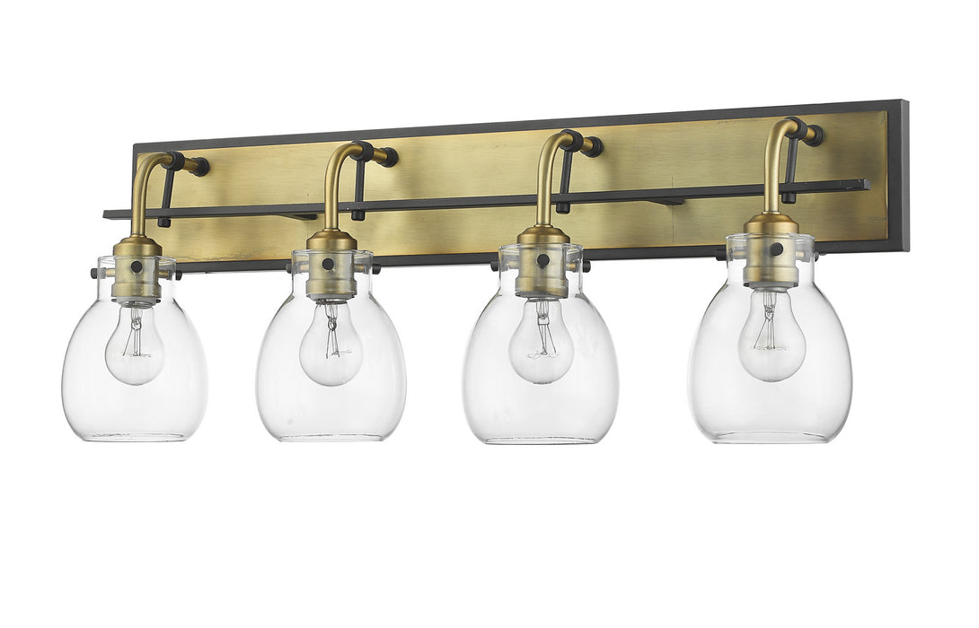 Z-Lite 466-4V-MB-OBR Four Light Vanity, Matte Black / Olde Brass