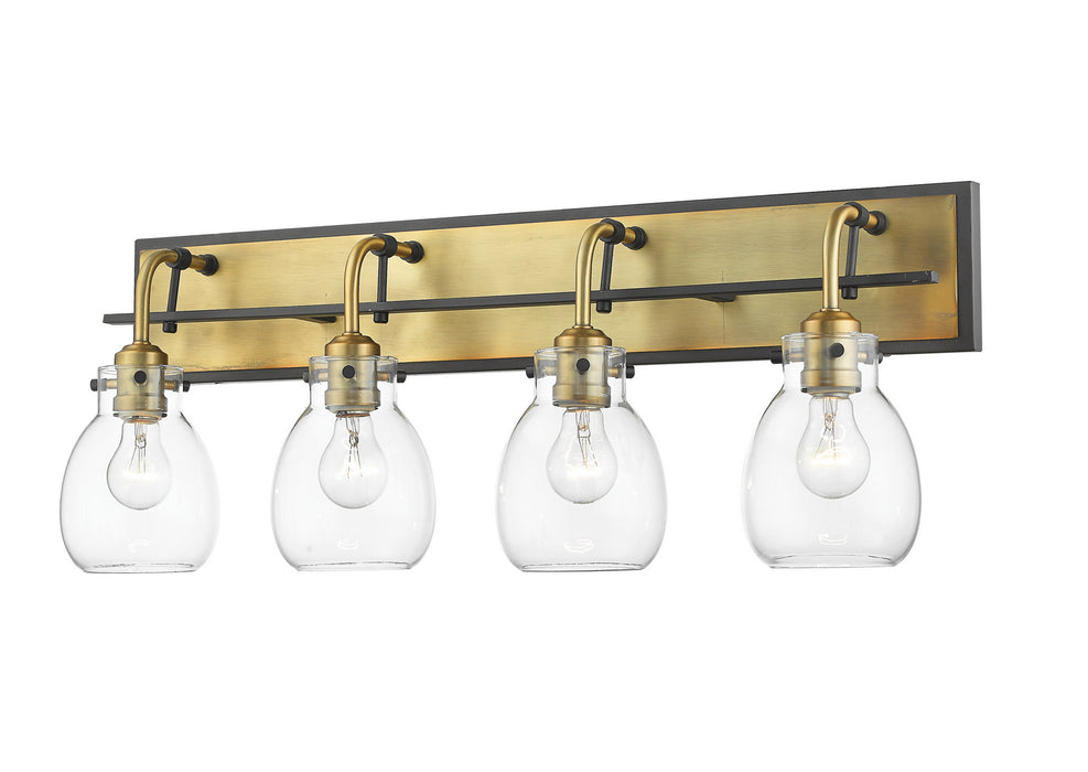 Z-Lite 466-4V-MB-OBR Four Light Vanity, Matte Black / Olde Brass
