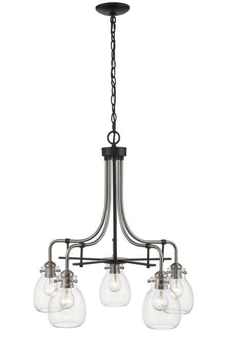 Z-Lite 466-5MB-BN Five Light Chandelier, Matte Black + Brushed Nickel
