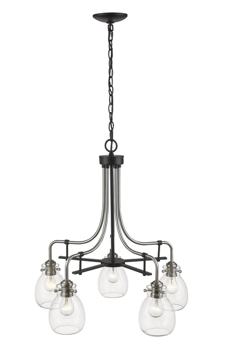 Z-Lite 466-5MB-BN Five Light Chandelier, Matte Black + Brushed Nickel