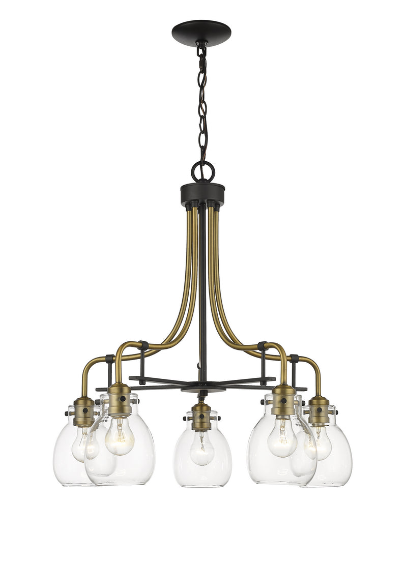 Z-Lite 466-5MB-OBR Five Light Chandelier, Matte Black + Olde Brass