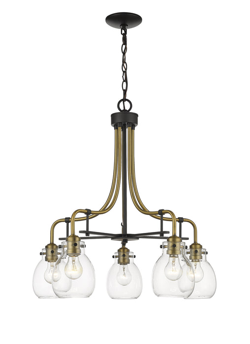 Z-Lite 466-5MB-OBR Five Light Chandelier, Matte Black + Olde Brass