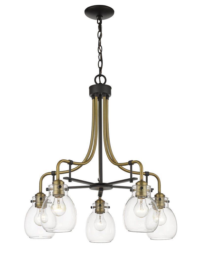 Z-Lite 466-5MB-OBR Five Light Chandelier, Matte Black + Olde Brass