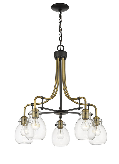 Z-Lite 466-5MB-OBR Five Light Chandelier, Matte Black + Olde Brass