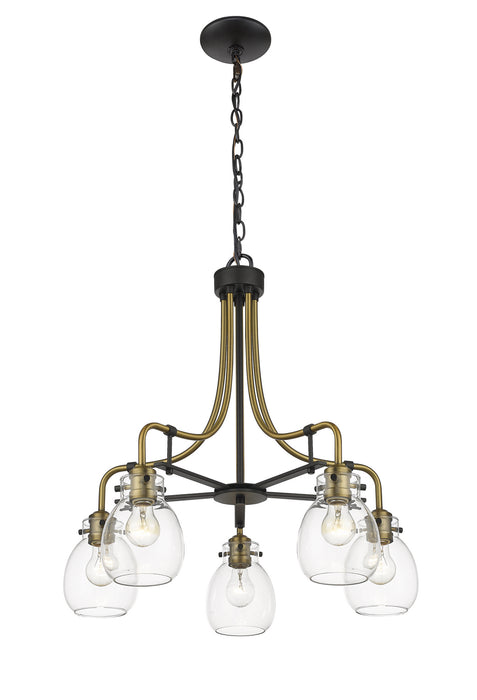 Z-Lite 466-5MB-OBR Five Light Chandelier, Matte Black + Olde Brass