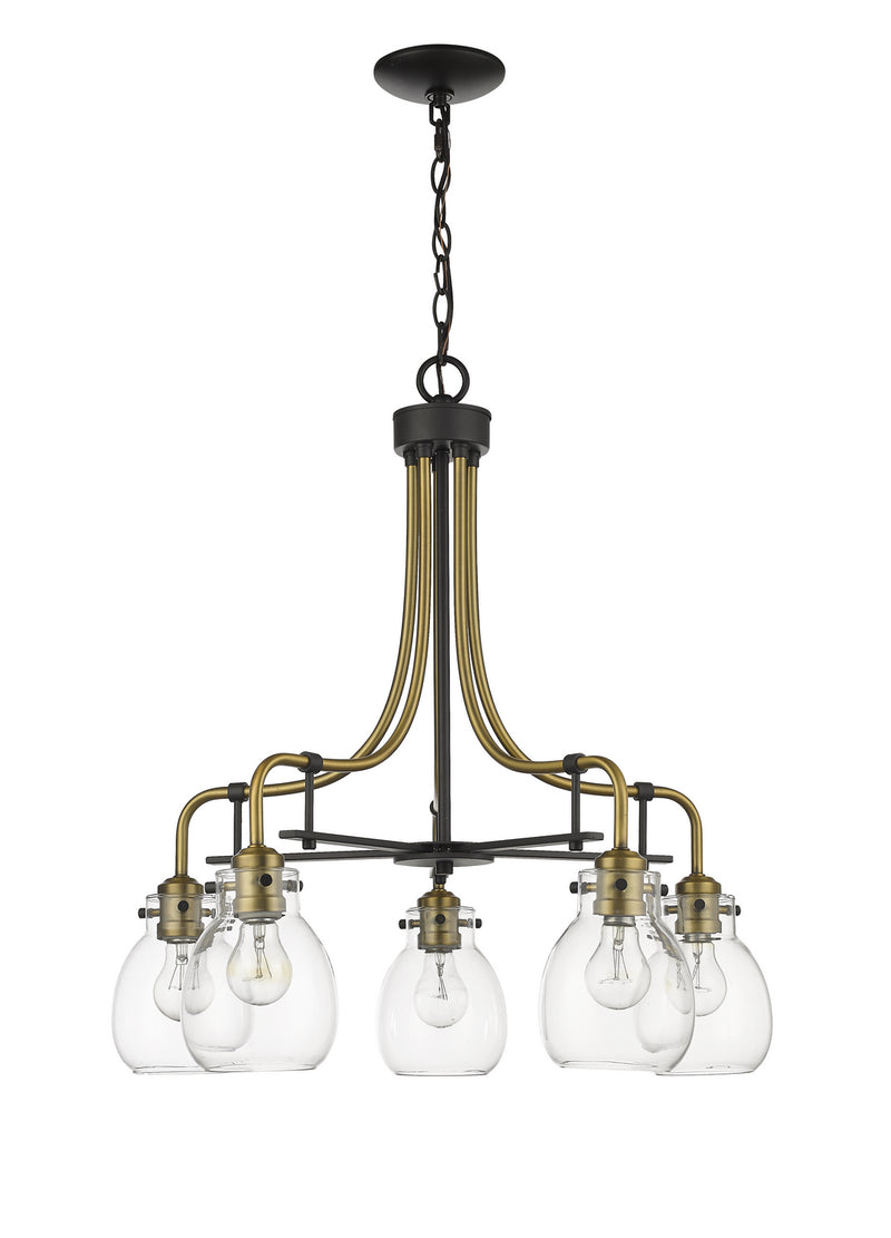 Z-Lite 466-5MB-OBR Five Light Chandelier, Matte Black + Olde Brass