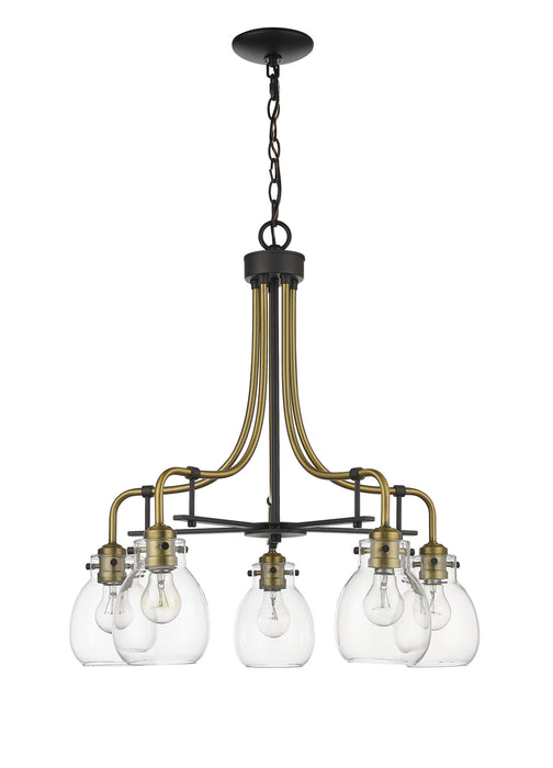 Z-Lite 466-5MB-OBR Five Light Chandelier, Matte Black + Olde Brass