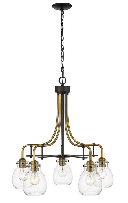 Z-Lite 466-5MB-OBR Five Light Chandelier, Matte Black + Olde Brass