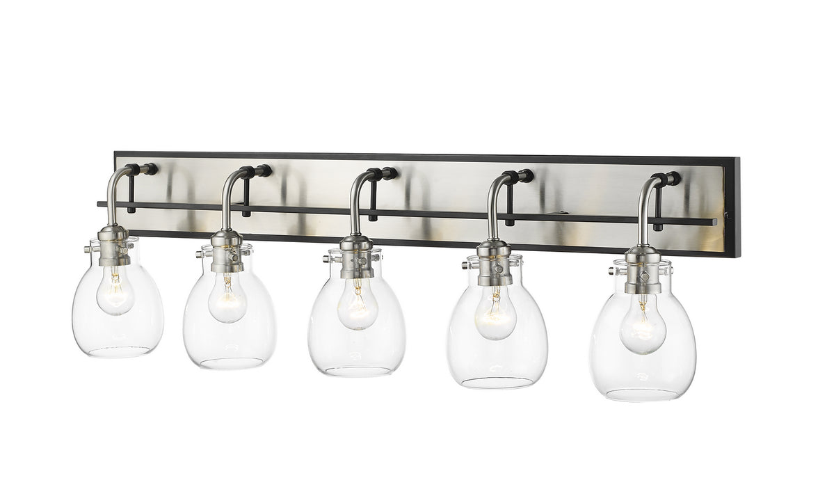 Z-Lite 466-5V-MB-BN Five Light Vanity, Matte Black + Brushed Nickel