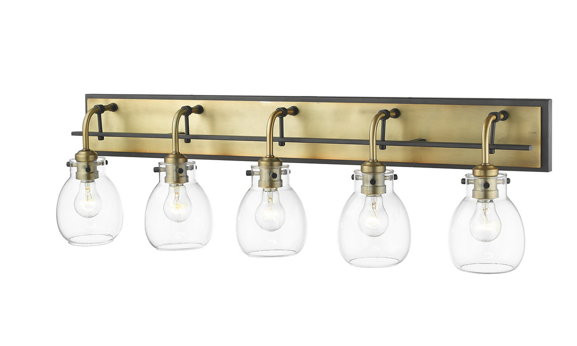 Z-Lite 466-5V-MB-OBR Five Light Vanity, Matte Black + Olde Brass
