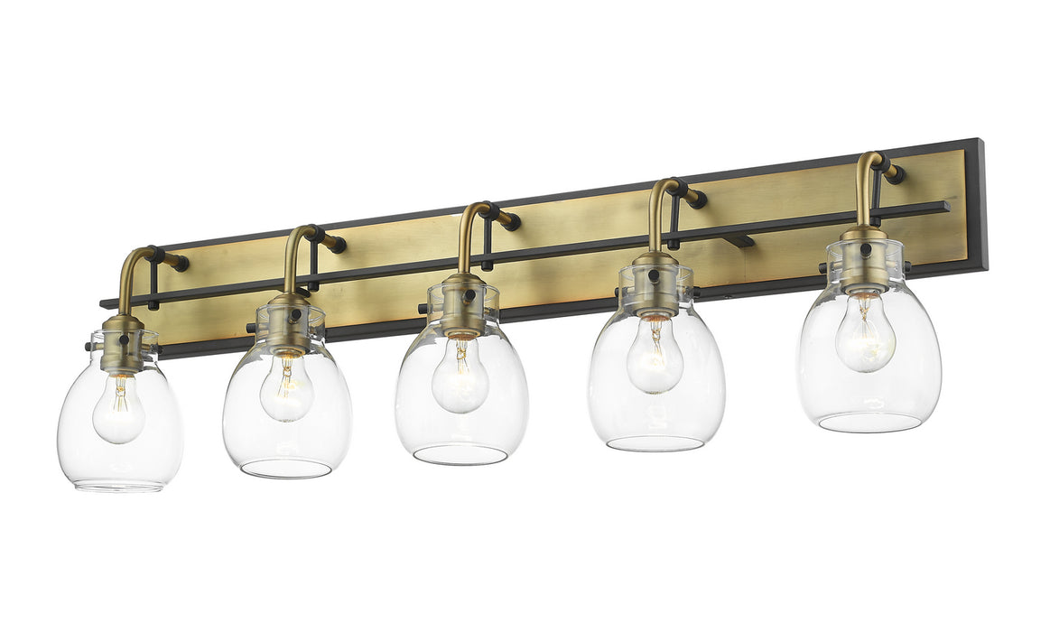 Z-Lite 466-5V-MB-OBR Five Light Vanity, Matte Black + Olde Brass