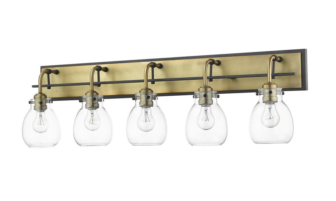 Z-Lite 466-5V-MB-OBR Five Light Vanity, Matte Black + Olde Brass
