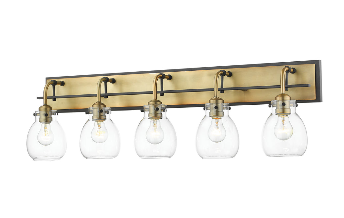 Z-Lite 466-5V-MB-OBR Five Light Vanity, Matte Black + Olde Brass