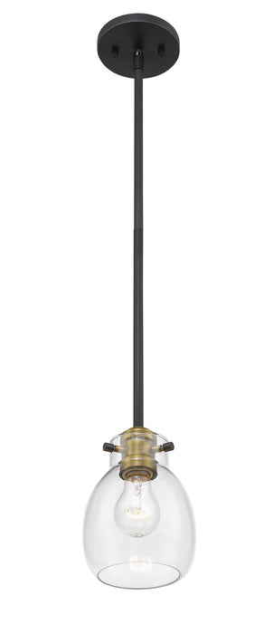 Z-Lite 466MP-MB-OBR One Light Pendant, Matte Black + Olde Brass