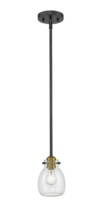 Z-Lite 466MP-MB-OBR One Light Pendant, Matte Black + Olde Brass