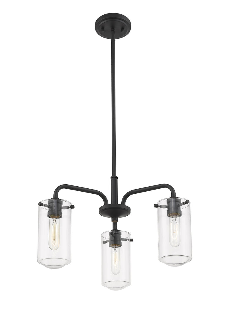 Z-Lite 471-3MB Three Light Chandelier, Matte Black