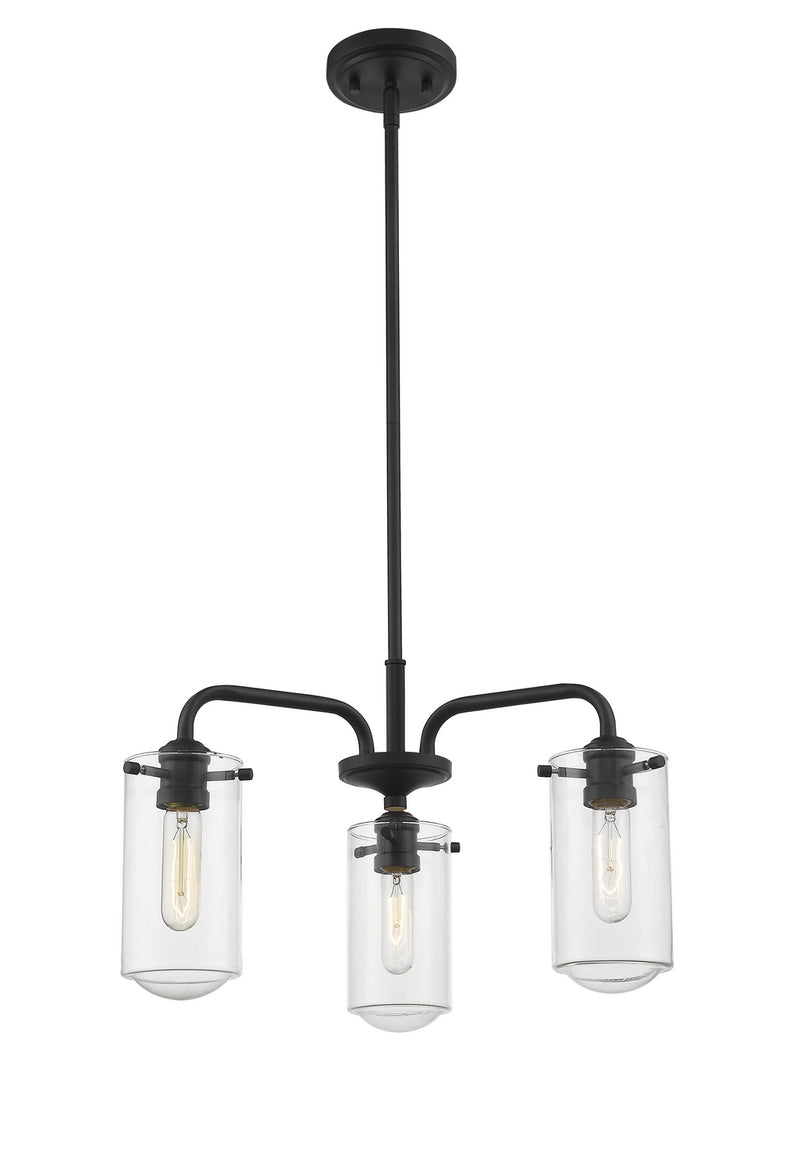 Z-Lite 471-3MB Three Light Chandelier, Matte Black
