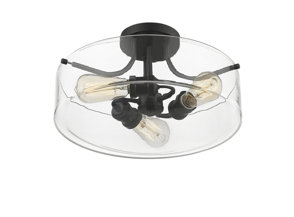 Z-Lite 471SF-MB Three Light Semi Flush Mount, Matte Black